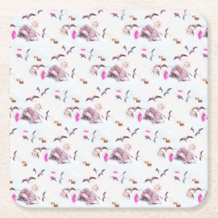 Marine pattern square paper coaster