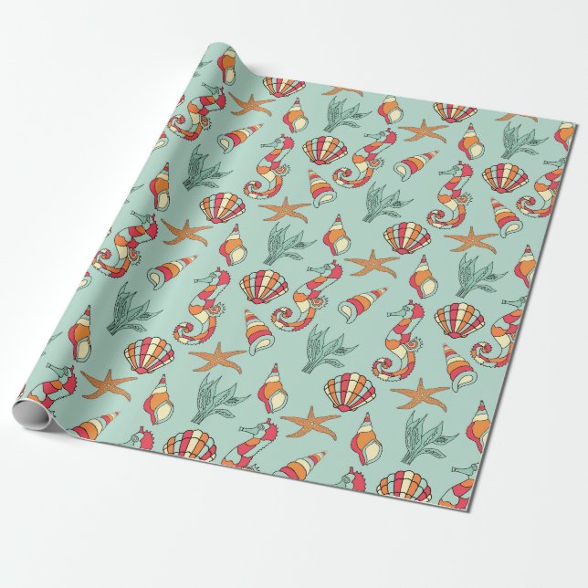 Marine Pattern Wrapping Paper (Unrolled)