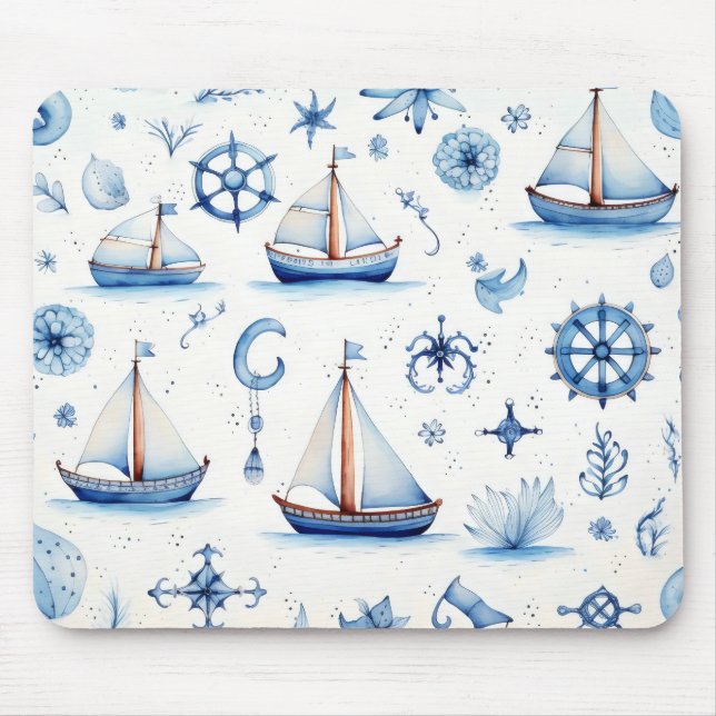 Marine Sailing Ship Mouse Mat (Front)