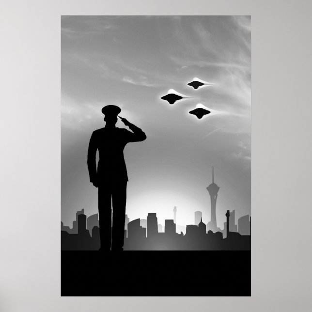 Marine saluting UFO print (Front)