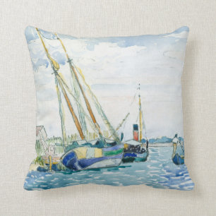 Marine Scene Boats near Venice Cushion