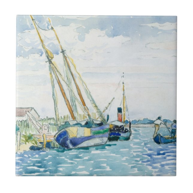 Marine Scene Boats near Venice Tile (Front)