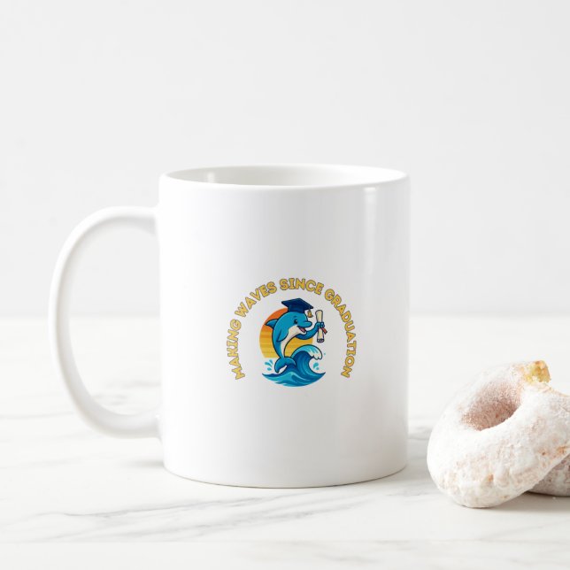Marine Science Graduation Funny Dolphin Coffee Mug (With Donut)