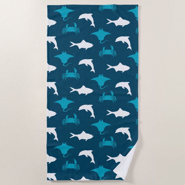 Marine Sea Creature Beach Towel (Front)