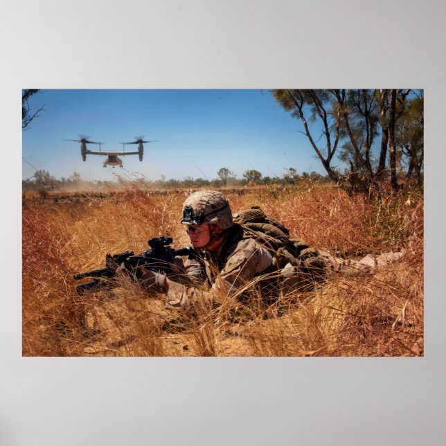 Marine Secures the Landing Zone Poster (Front)