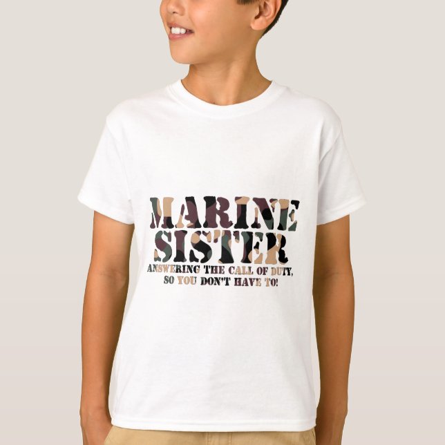 Marine Sister Answering Call T-Shirt (Front)
