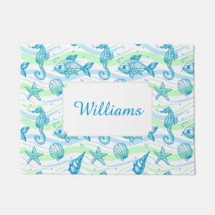Marine Sketch Pattern   Add Your Name Doormat