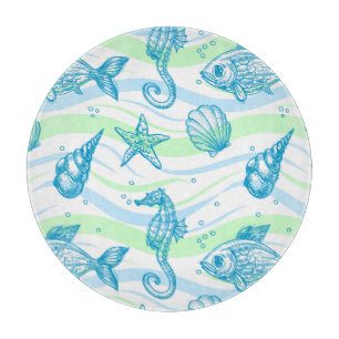 Marine Sketch Pattern Cutting Board