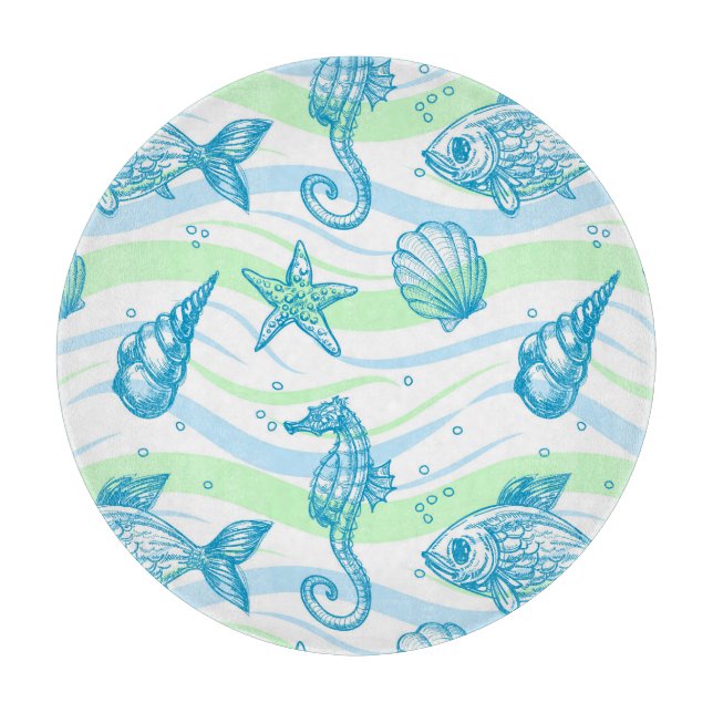 Marine Sketch Pattern Cutting Board (Front)