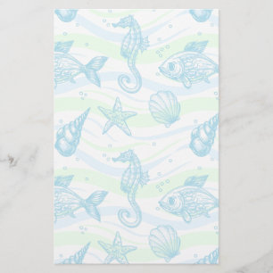 Marine Sketch Pattern Stationery