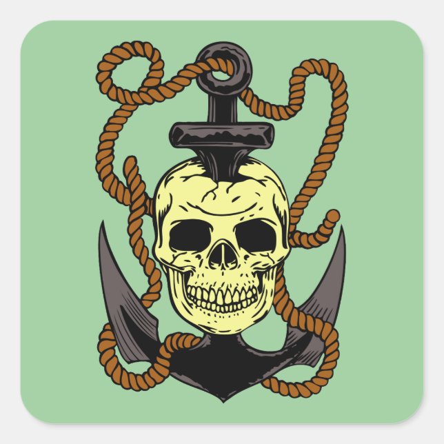 Marine Skull Tattoo Square Sticker (Front)