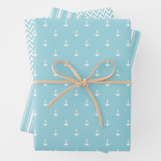 Marine, soft blue Wrapping Paper Sheet Set
