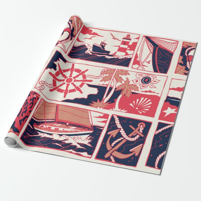 Marine story wrapping paper (Unrolled)