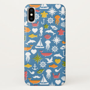 Marine Symbols Pattern iPhone X Case
