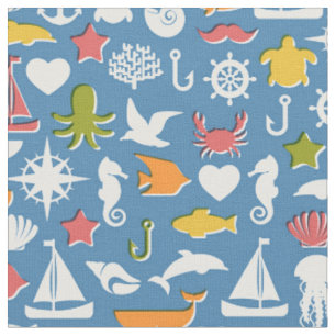 Marine Symbols Pattern Fabric