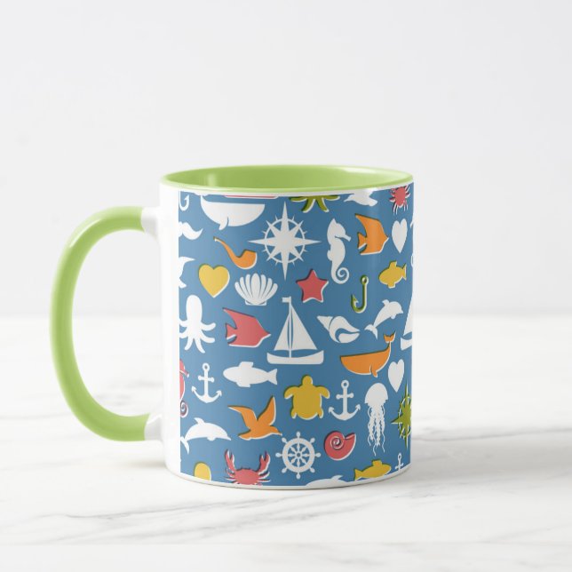 Marine Symbols Pattern Mug (Left)