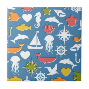 Marine Symbols Pattern Tile