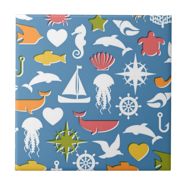 Marine Symbols Pattern Tile (Front)