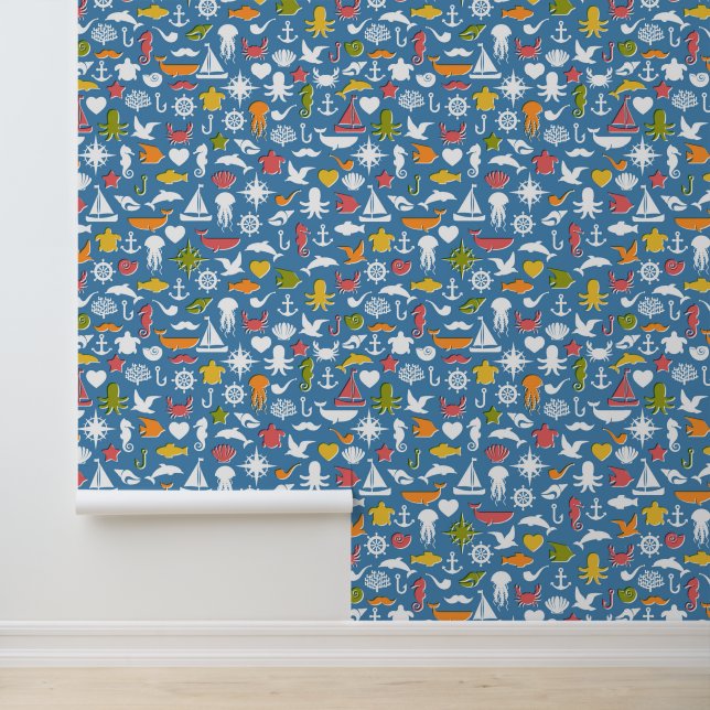 Marine Symbols Pattern Wallpaper (Application)
