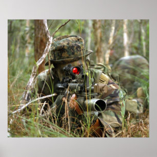 Marine Takes Aim Poster
