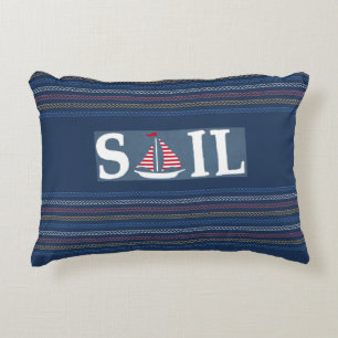 Marine Theme Blue Ocean Regatta Stripe Rope Lines Decorative Cushion
