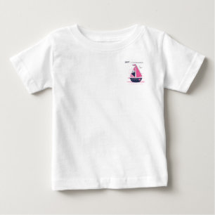 Marine Theme Girly Polka Dot Navy Blue Sailboat Baby T-Shirt