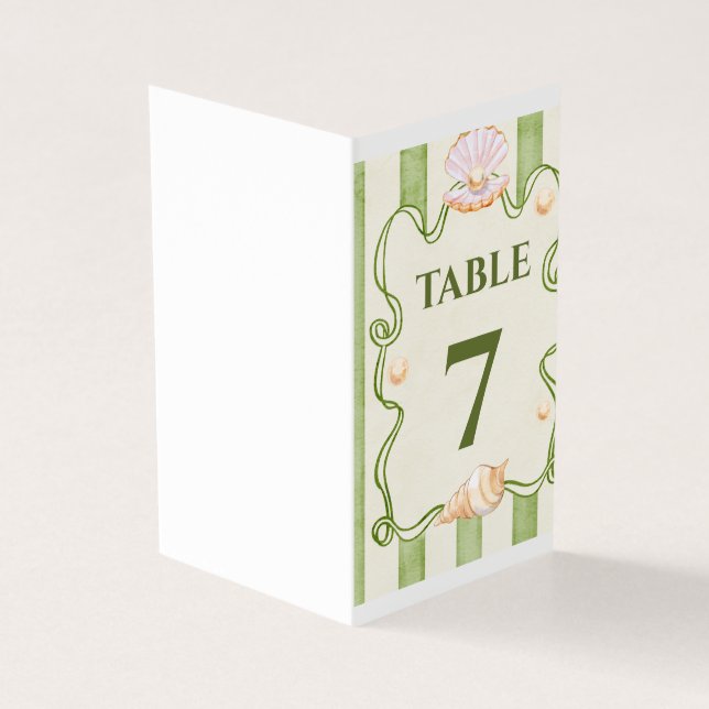 Marine-Themed Wedding Table Number – Seashell & Pe (Outside)