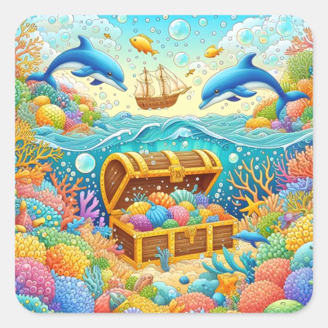 Marine Treasure Square Sticker (Front)
