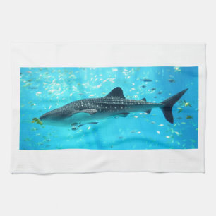 Marine Water Chic Stylish Cool Blue Whale Shark Tea Towel