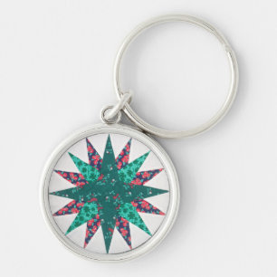Mariner's Compass Quilt Keychain