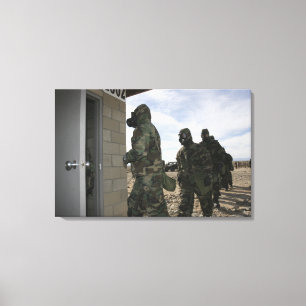 Marines and Sailors file into the gas chamber Canvas Print