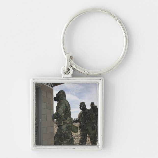 Marines and Sailors file into the gas chamber Key Ring (Front)