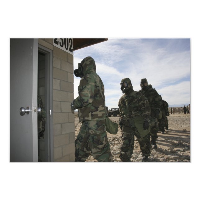 Marines and Sailors file into the gas chamber Photo Print (Front)
