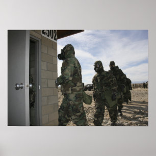 Marines and Sailors file into the gas chamber Poster
