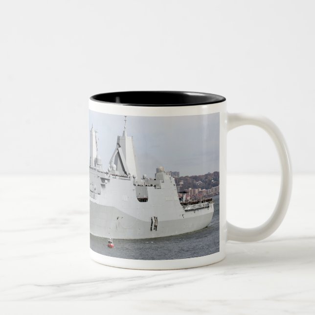 Marines and sailors man the rails Two-Tone coffee mug (Right)