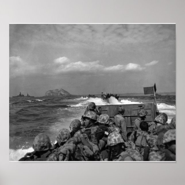 Marines Approaching Iwo Jima - WW2 - 1945 Poster (Front)