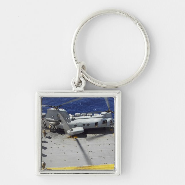 Marines board a CH-46E Sea Knight helicopter Key Ring (Front)