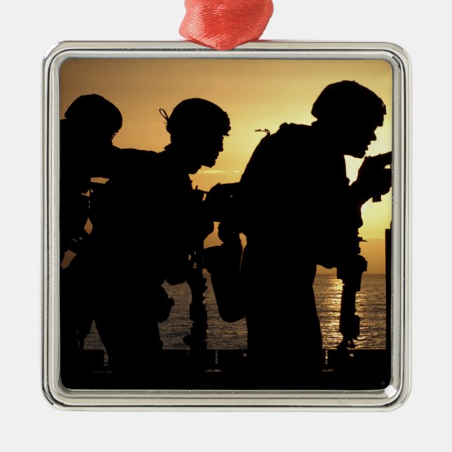 Marines fire 9mm handguns metal tree decoration (Front)