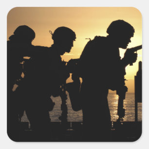 Marines fire 9mm handguns square sticker