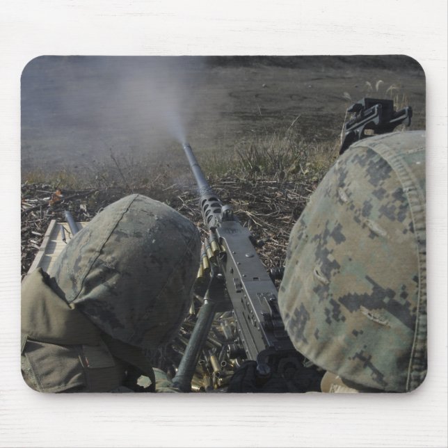 Marines fire an M2 50 calibre machine gun Mouse Mat (Front)