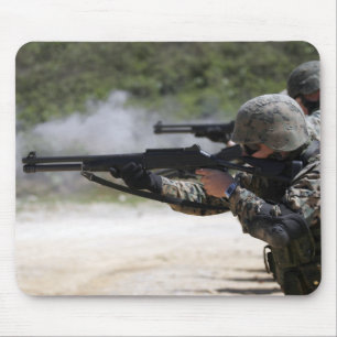 Marines firing shotguns mouse mat