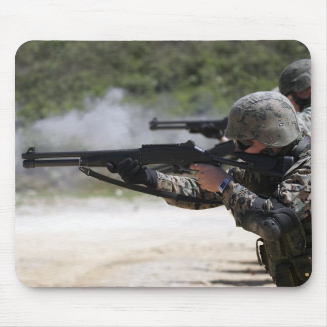 Marines firing shotguns mouse mat (Front)