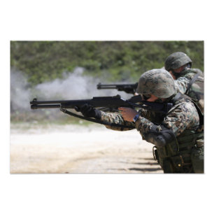 Marines firing shotguns photo print