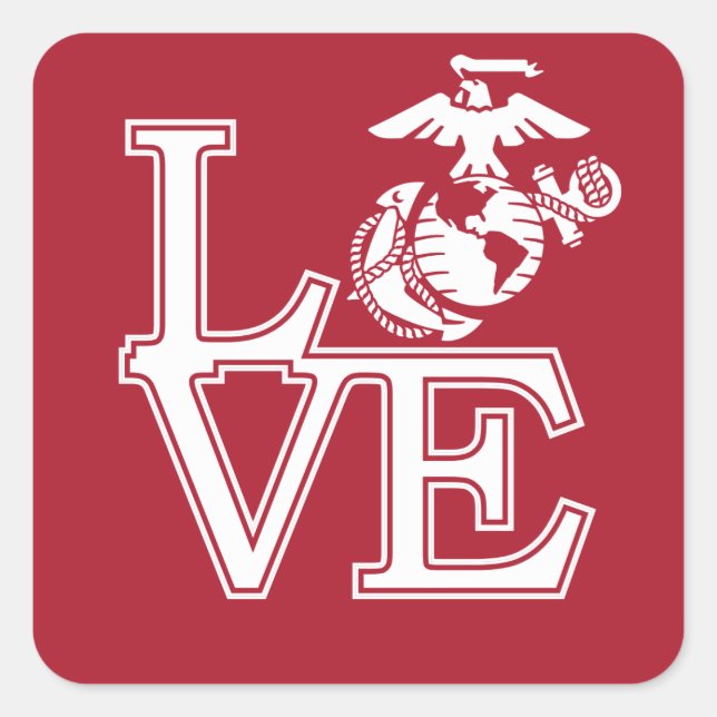 Marines Love Design Square Sticker (Front)
