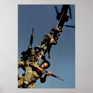 Marines on a SPIE RIG. a rope device that will Poster