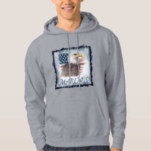 "Marines" over eagle & flag hoodie