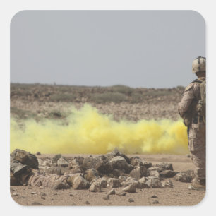 Marines provide security square sticker