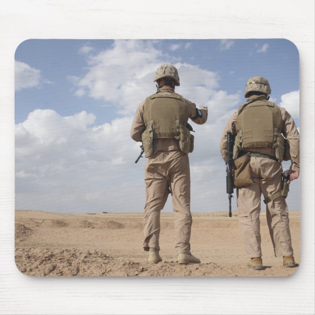 Marines scan the horizon for insurgent activity mouse mat (Front)