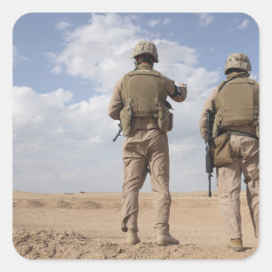 Marines scan the horizon for insurgent activity square sticker