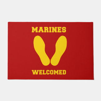 MARINES WELCOME YELLOW FOOTPRINTS ON RED DOORMAT
